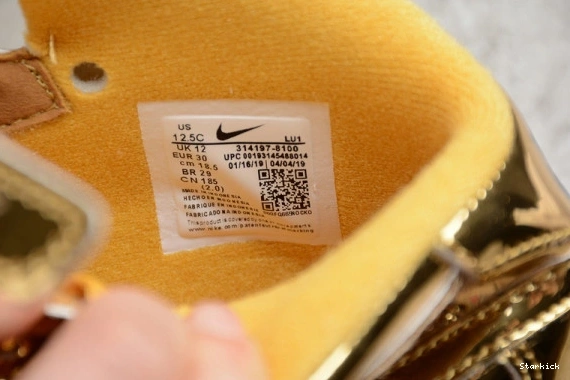 Kids Air Mid Gold 314197-8100 Nike Metallic WB 1 Force 0223